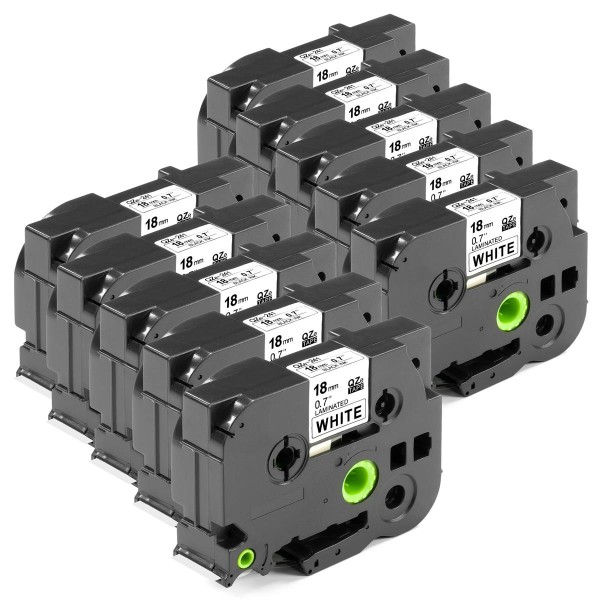 ESMOnline 10 kompatibel Schriftband 18mm als Ersatz für Brother Ptouch TZe-241 TZe241 TZ-241 TZ241