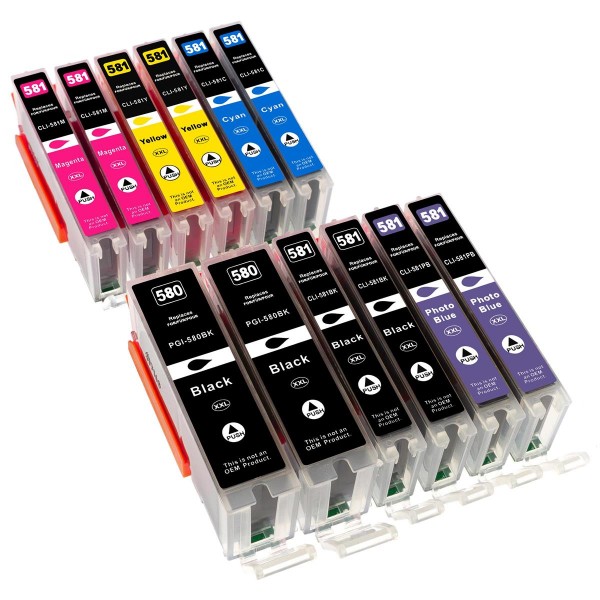 4250614800145 - 12er Set Kompatibel zu Canon PGI-580 CLI-581 XL XXL BK PBK CMY PB von 4250614800145 - 12er Set Kompatibel zu Canon PGI-580 CLI-581 XL XXL BK PBK CMY PB von