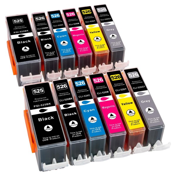 4250614222114 - 12er Set Kompatibel zu Canon PGI-525 CLI-526 BK PBK C M Y GY von ESMO 4250614222114 - 12er Set Kompatibel zu Canon PGI-525 CLI-526 BK PBK C M Y GY von ESMO