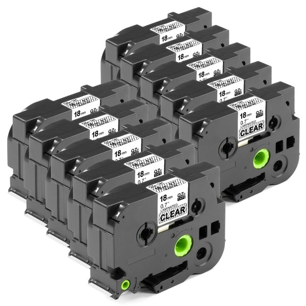 ESMOnline 10 kompatibel Schriftband 18mm als Ersatz für Brother Ptouch TZe-141 TZe141 TZ-141 TZ141