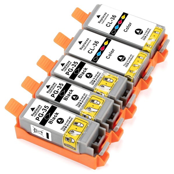 4250614801449 - 5er Set Kompatibel zu Canon PGI-35 CLI-36 Schwarz vierfarbig PBK CMY v 4250614801449 - 5er Set Kompatibel zu Canon PGI-35 CLI-36 Schwarz vierfarbig PBK CMY v