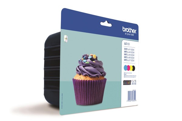 Brother original Druckerpatronen LC-123 VALBPDR Multipack 4er Set Tintenpatronen "Cupcake"