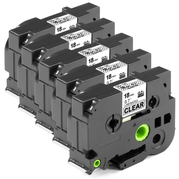 ESMOnline 5 kompatibel Schriftband 18mm als Ersatz für Brother Ptouch TZe-141 TZe141 TZ-141 TZ141