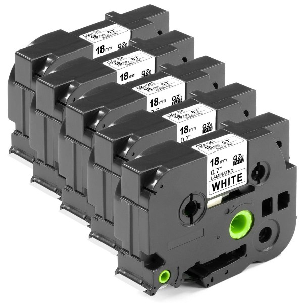 ESMOnline 5 kompatibel Schriftband 18mm als Ersatz für Brother Ptouch TZe-241 TZe241 TZ-241 TZ241