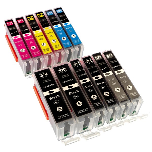 4250614203748 - 12er Set Kompatibel zu Canon PGI-570 CLI-571 XL BK PBK CMY GY von ESM 4250614203748 - 12er Set Kompatibel zu Canon PGI-570 CLI-571 XL BK PBK CMY GY von ESM