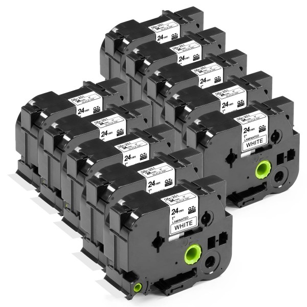 ESMOnline 10 kompatibel Schriftband 24mm als Ersatz für Brother Ptouch TZe-251 TZe251 TZ-251 TZ251
