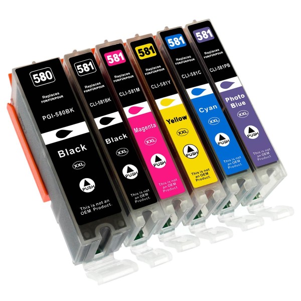 4250614800138 - 6er Set Kompatibel zu Canon PGI-580 CLI-581 XL XXL BK PBK CMY PB von 4250614800138 - 6er Set Kompatibel zu Canon PGI-580 CLI-581 XL XXL BK PBK CMY PB von