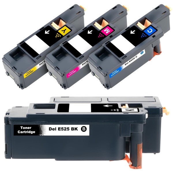 ESMOnline 4 Tonerkartusche E525 für Dell Lasergeräte Toner Schwarz Blau Rot Gelb